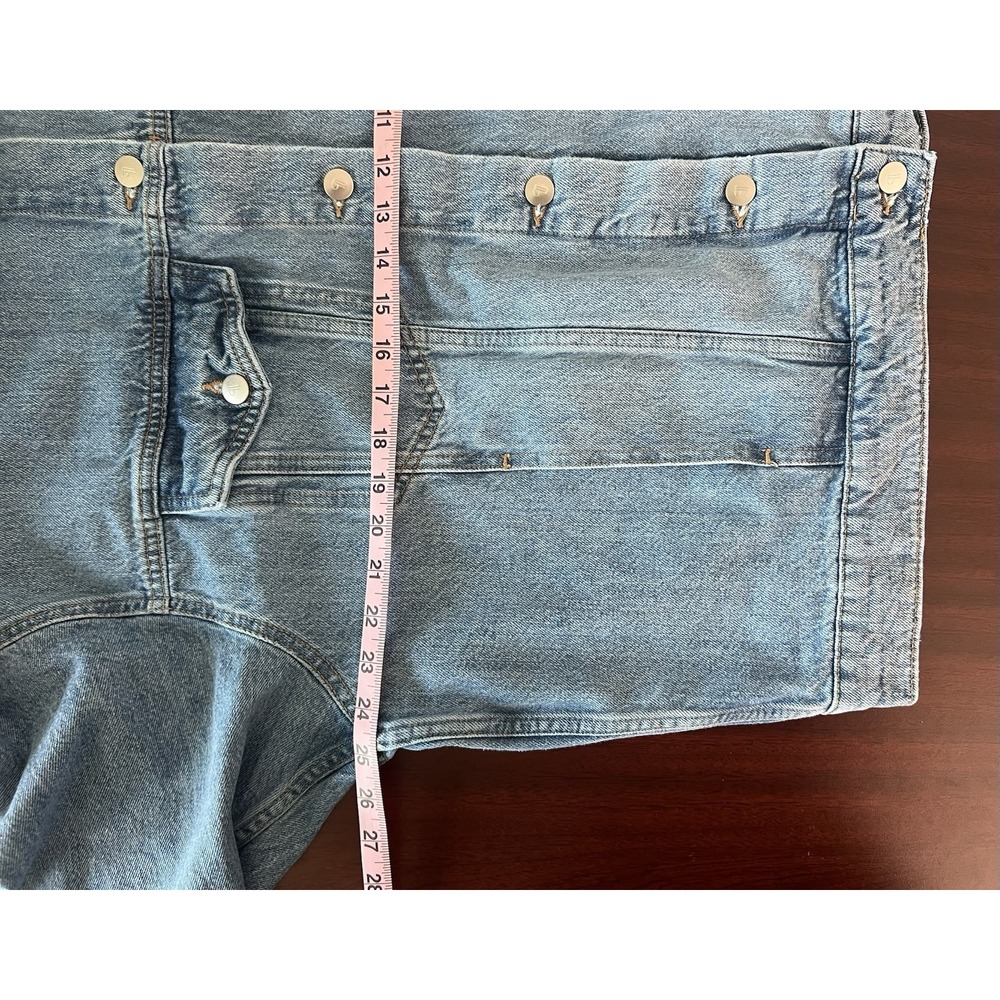 Pilcro Women's Weston Boyfriend Denim Jacket Sz L Blue Distressed Pockets Boho - Picture 7 of 8